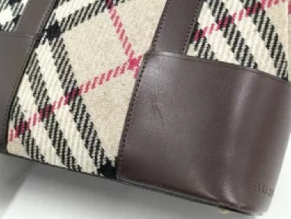 Burberry beige handbag check wool brown leather Nova dark - Picture 6 of 9